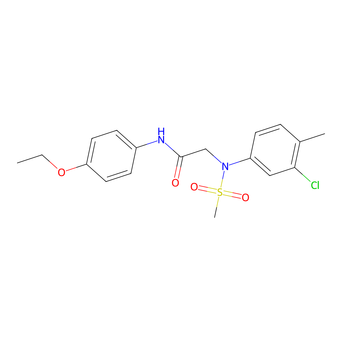 2-(3-chloro-4-methyl-N-methylsulfonylanilino)-N-(4-ethoxyphenyl)acetamide molecular structure, CAS 425423-86-5