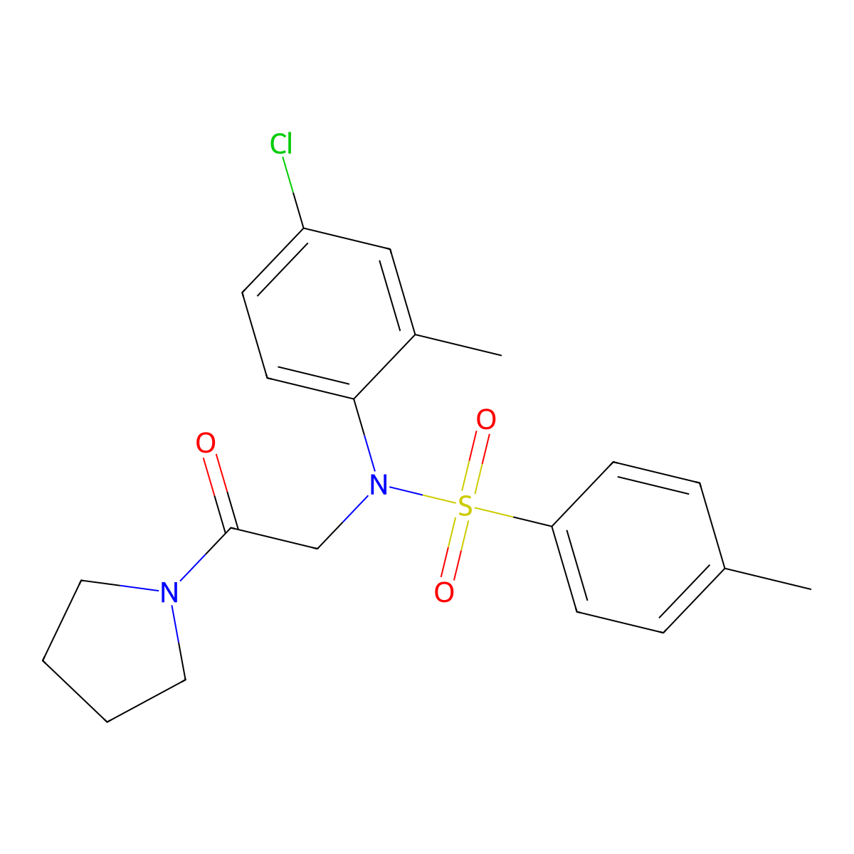 N-(4-chloro-2-methylphenyl)-4-methyl-N-(2-oxo-2-pyrrolidin-1-ylethyl)benzenesulfonamide molecular structure, CAS 425424-21-1