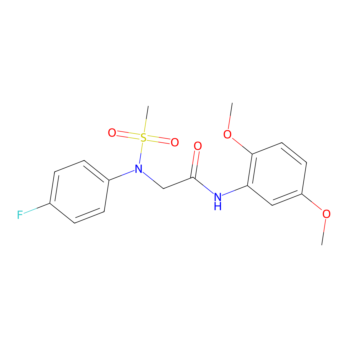 N-(2,5-dimethoxyphenyl)-2-(4-fluoro-N-methylsulfonylanilino)acetamide molecular structure, CAS 425424-42-6