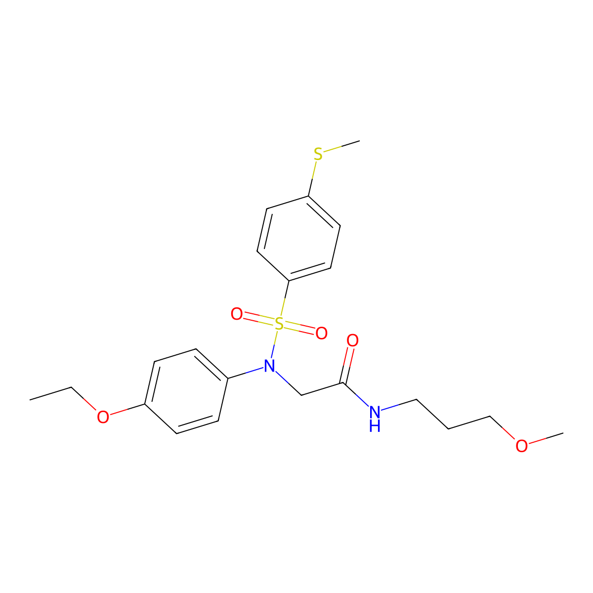 2-(4-ethoxy-N-(4-methylsulfanylphenyl)sulfonylanilino)-N-(3-methoxypropyl)acetamide molecular structure, CAS 425424-44-8