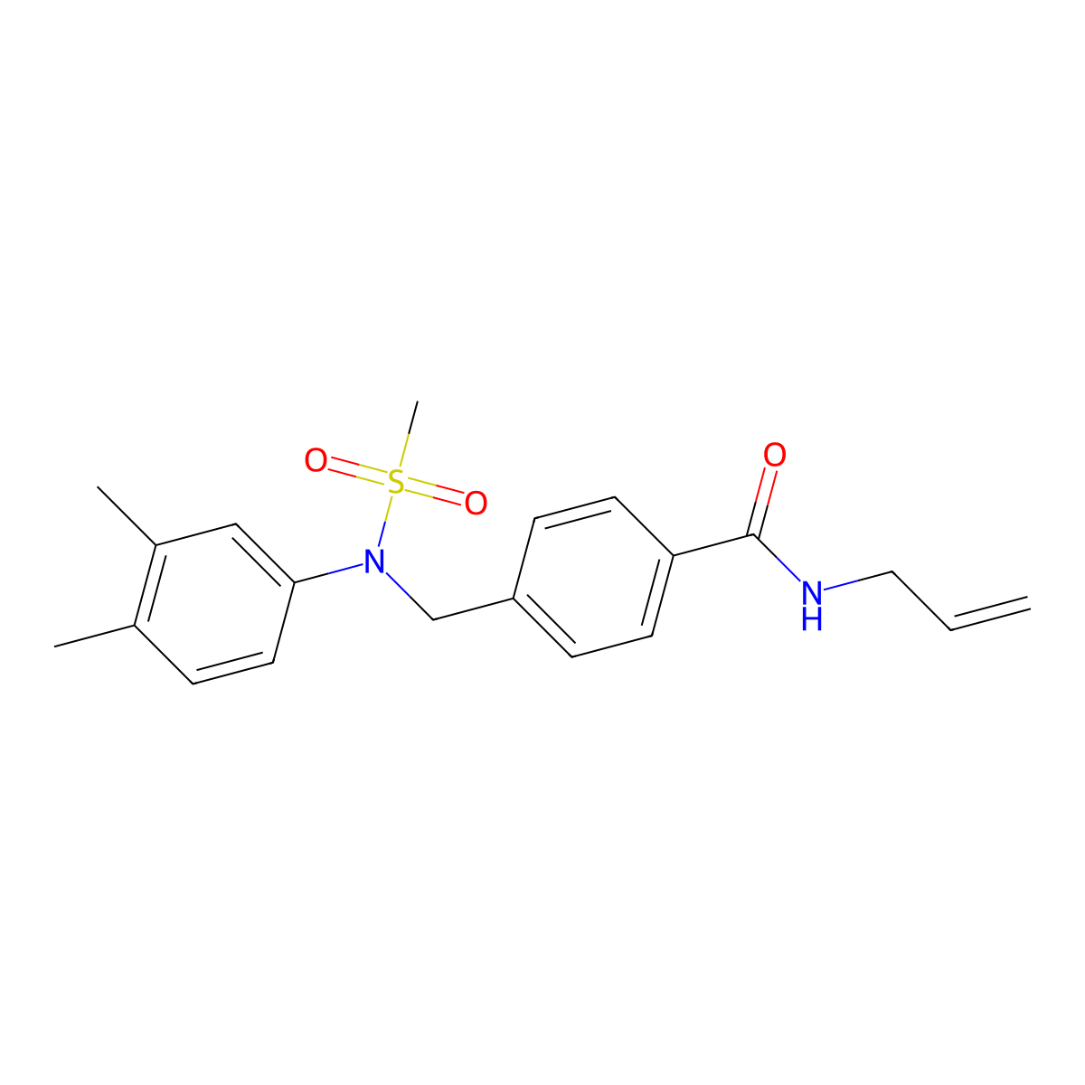 4-[(3,4-dimethyl-N-methylsulfonylanilino)methyl]-N-prop-2-enylbenzamide molecular structure, CAS 425424-96-0