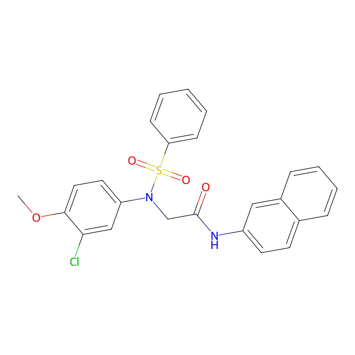 2-[N-(benzenesulfonyl)-3-chloro-4-methoxyanilino]-N-naphthalen-2-ylacetamide molecular structure, CAS 425425-20-3