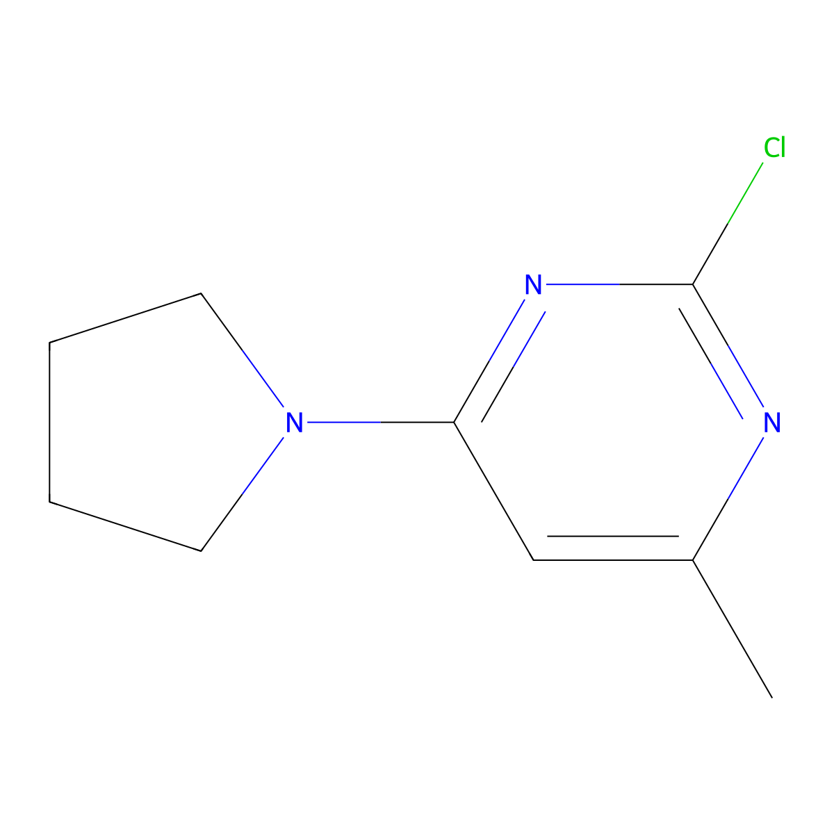 2-Chloro-4-methyl-6-(pyrrolidin-1-yl)pyrimidine molecular structure, CAS 425425-25-8