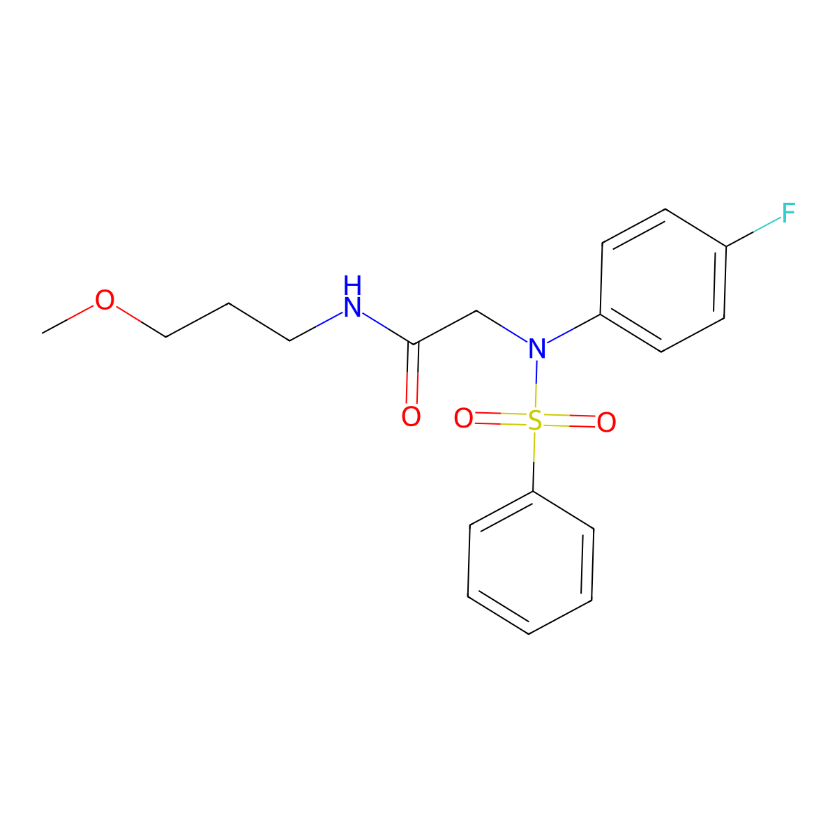 2-[(4-Fluorophenyl)(phenylsulfonyl)amino]-N-(3-methoxypropyl)acetamide molecular structure, CAS 425425-26-9