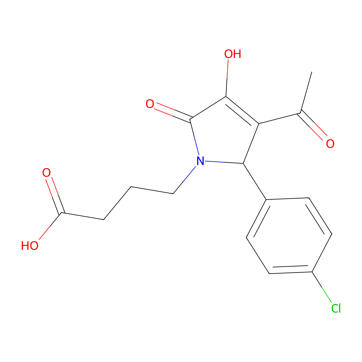 4-[3-acetyl-2-(4-chlorophenyl)-4-hydroxy-5-oxo-2H-pyrrol-1-yl]butanoic Acid molecular structure, CAS 425425-45-2