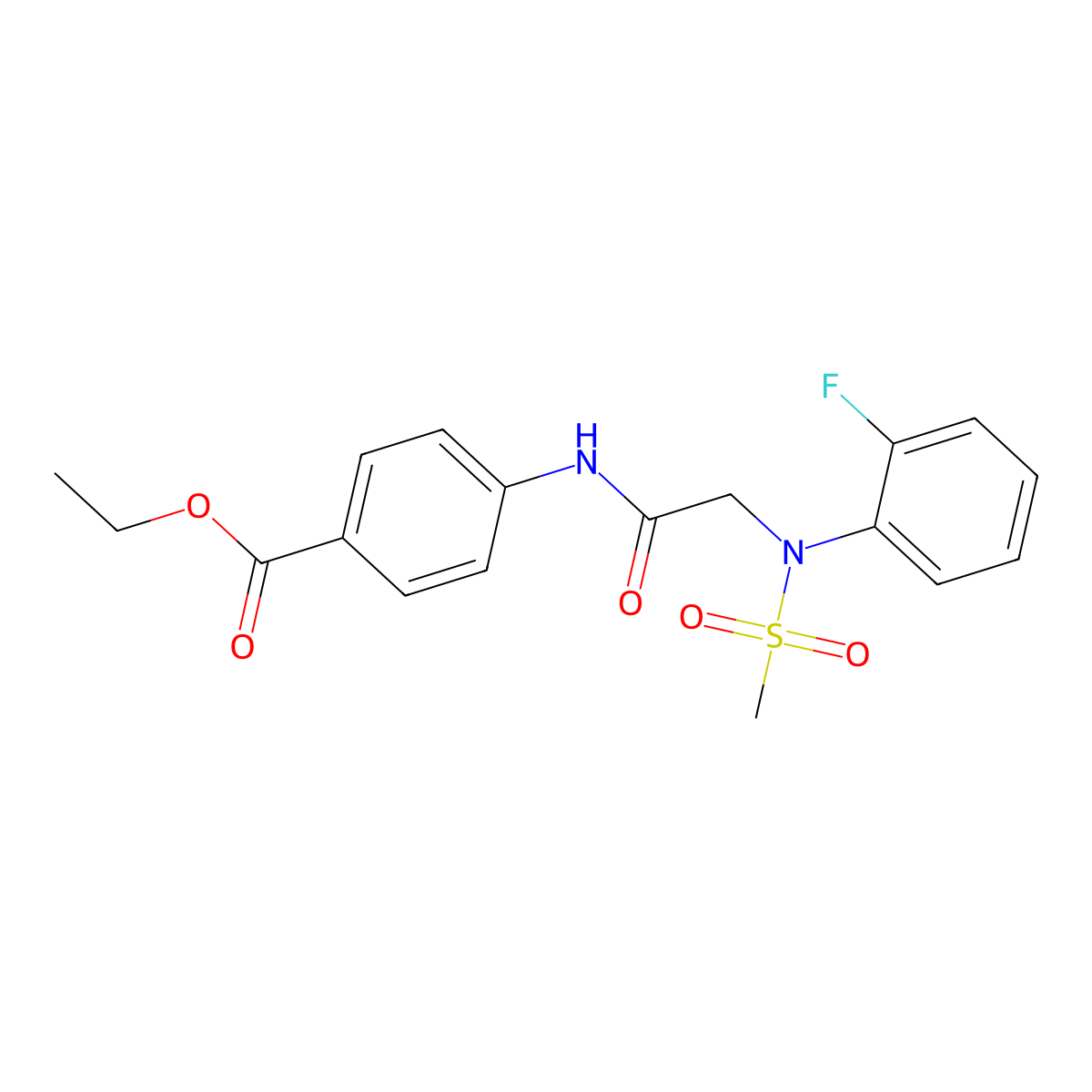Ethyl 4-({[2-fluoro(methylsulfonyl)anilino]acetyl}amino)benzoate molecular structure, CAS 425425-89-4
