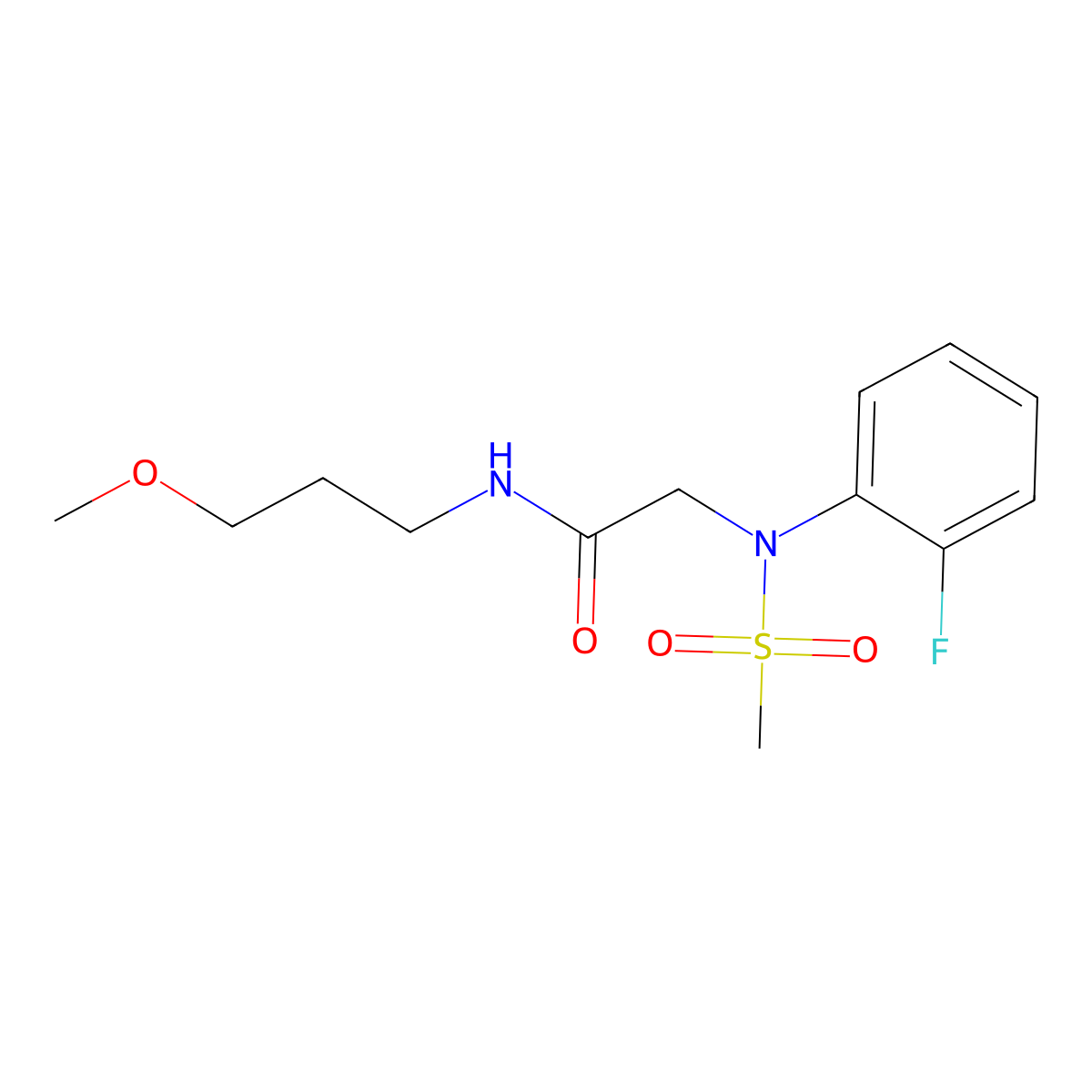 2-(2-fluoro-N-methylsulfonylanilino)-N-(3-methoxypropyl)acetamide molecular structure, CAS 425426-08-0