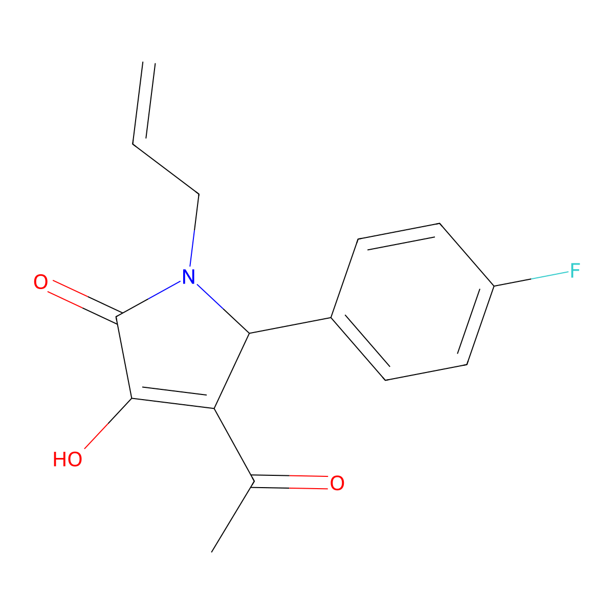 4-acetyl-1-allyl-5-(4-fluorophenyl)-3-hydroxy-1,5-dihydro-2H-pyrrol-2-one molecular structure, CAS 425426-10-4