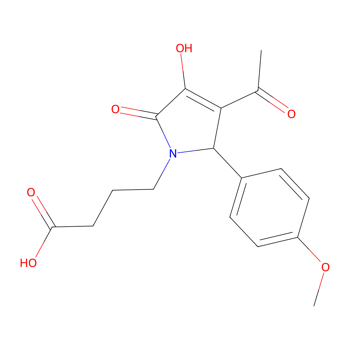 4-[3-acetyl-4-hydroxy-2-(4-methoxyphenyl)-5-oxo-2H-pyrrol-1-yl]butanoic Acid molecular structure, CAS 425426-14-8