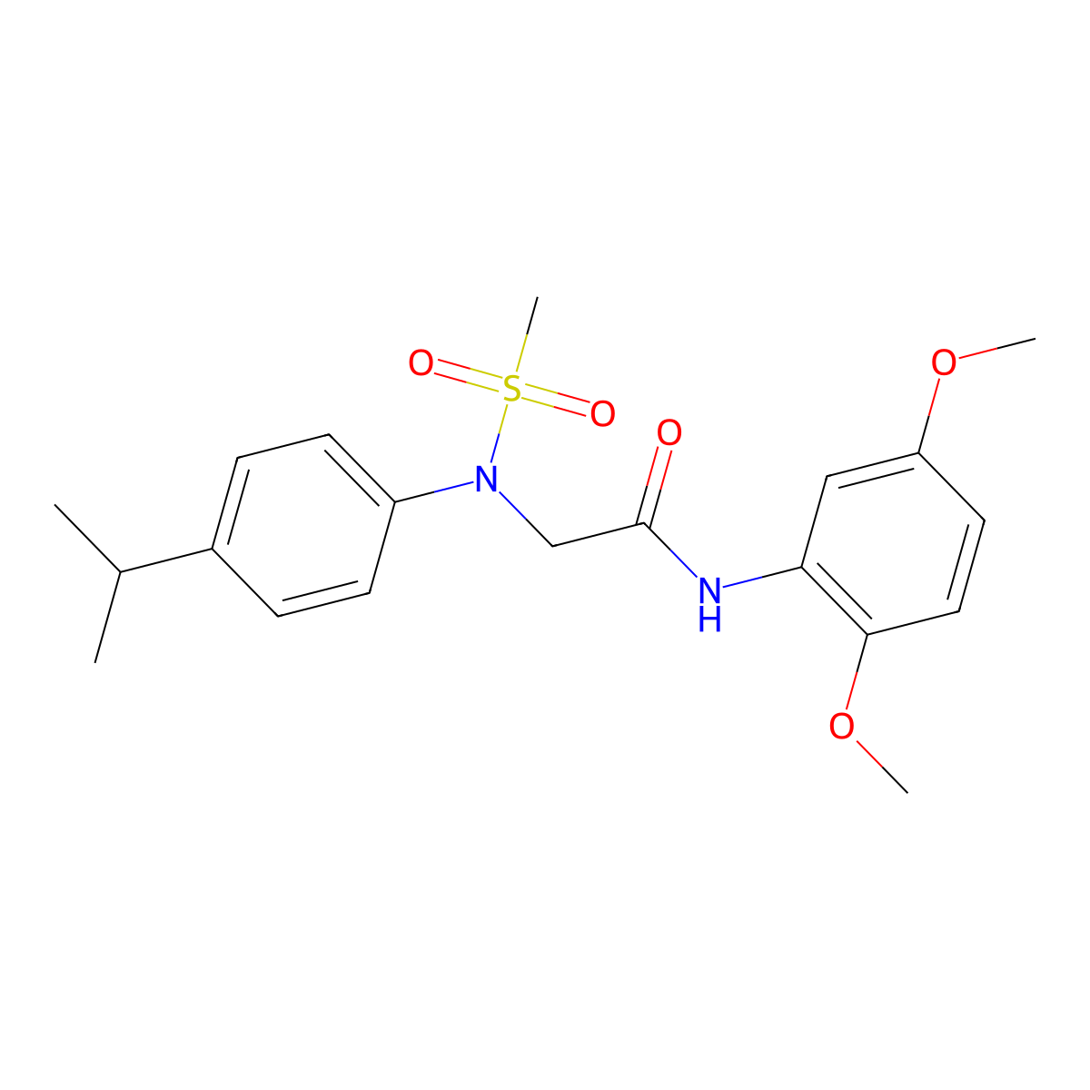 N-(2,5-dimethoxyphenyl)-2-(N-methylsulfonyl-4-propan-2-ylanilino)acetamide molecular structure, CAS 425426-17-1