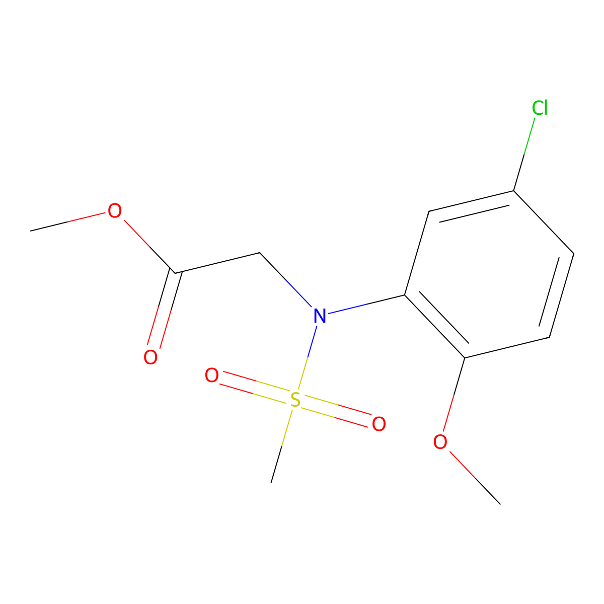 Methyl [5-chloro-2-methoxy(methylsulfonyl)anilino]acetate molecular structure, CAS 425426-72-8