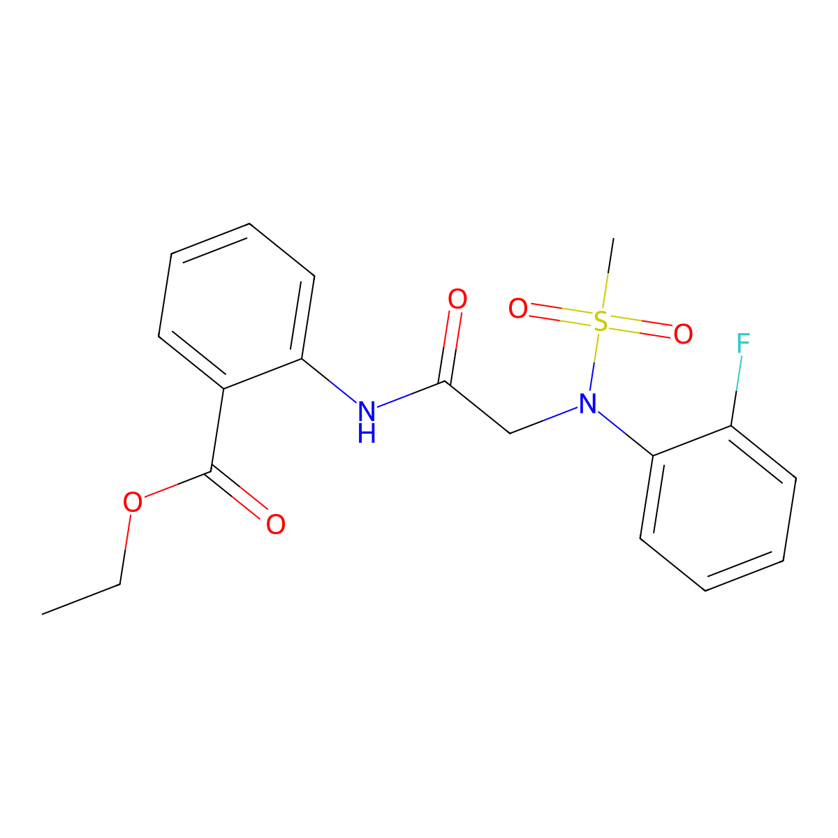 ethyl 2-{[N-(2-fluorophenyl)-N-(methylsulfonyl)glycyl]amino}benzoate molecular structure, CAS 425426-76-2
