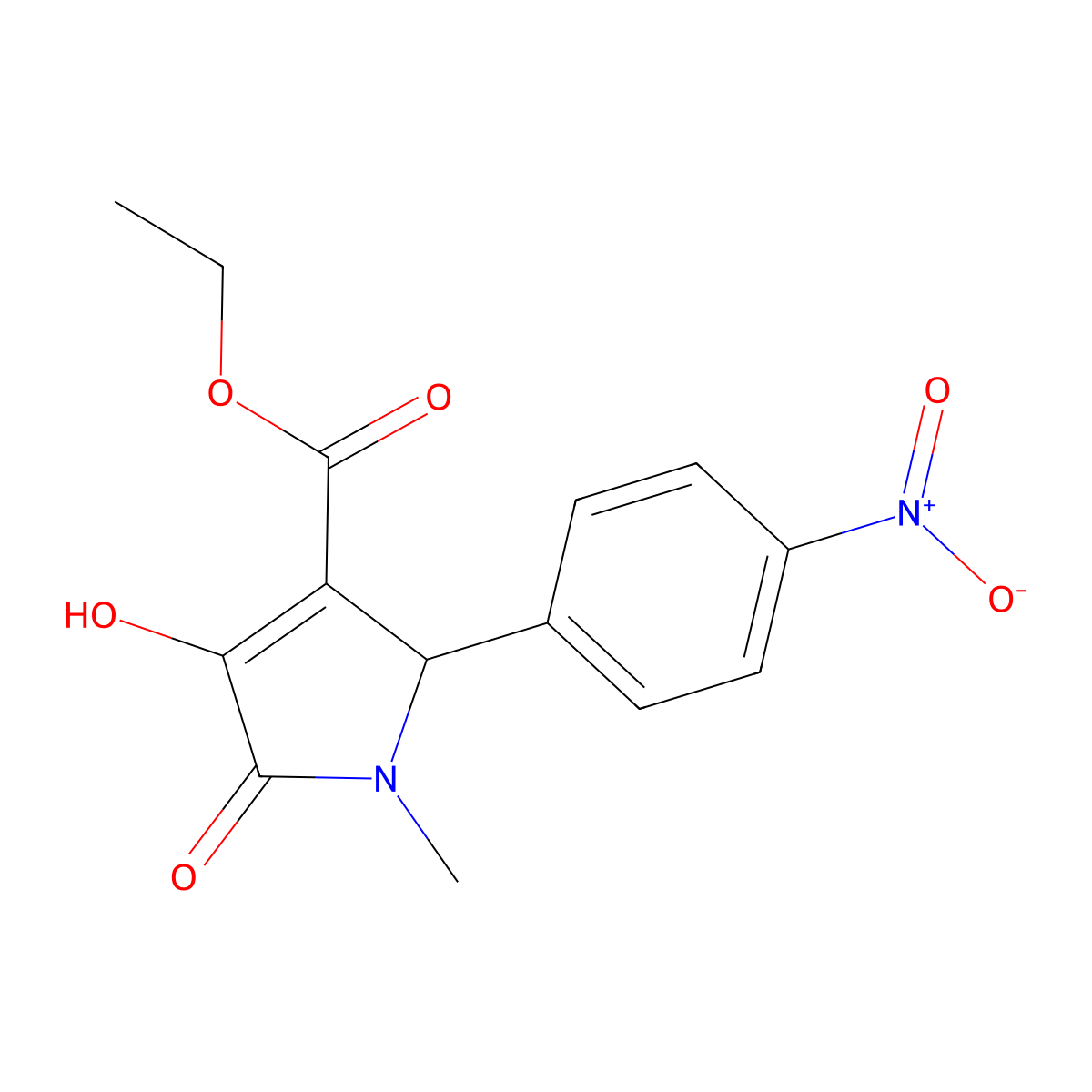 ethyl 4-hydroxy-1-methyl-2-(4-nitrophenyl)-5-oxo-2,5-dihydro-1H-pyrrole-3-carboxylate molecular structure, CAS 425427-40-3