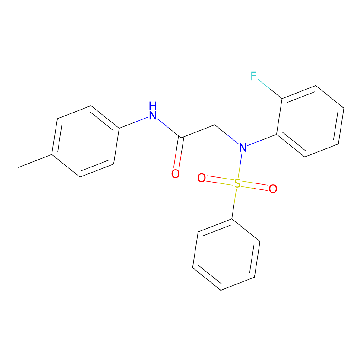 2-[N-(benzenesulfonyl)-2-fluoroanilino]-N-(4-methylphenyl)acetamide molecular structure, CAS 425427-48-1