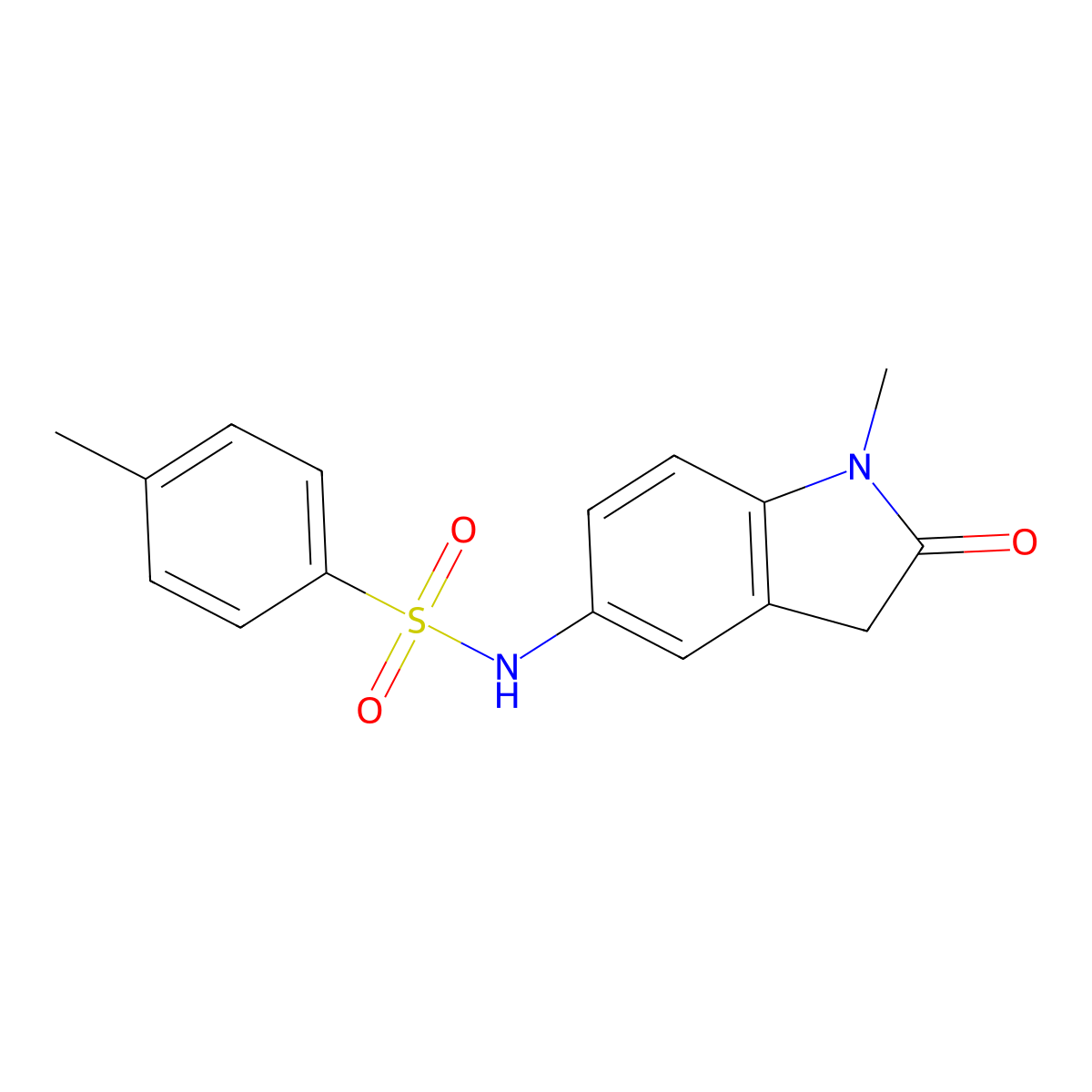 4-methyl-N-(1-methyl-2-oxoindolin-5-yl)benzenesulfonamide molecular structure, CAS 42544-55-8