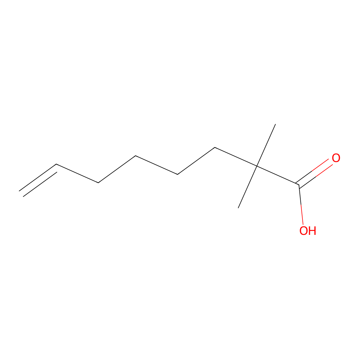 2,2-Dimethyloct-7-enoic acid molecular structure, CAS 42549-86-0