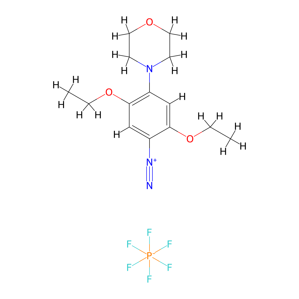Benzenediazonium, 2,5-diethoxy-4-(4-morpholinyl)-, hexafluorophosphate(1-) (1:1) molecular structure, CAS 4255-94-1