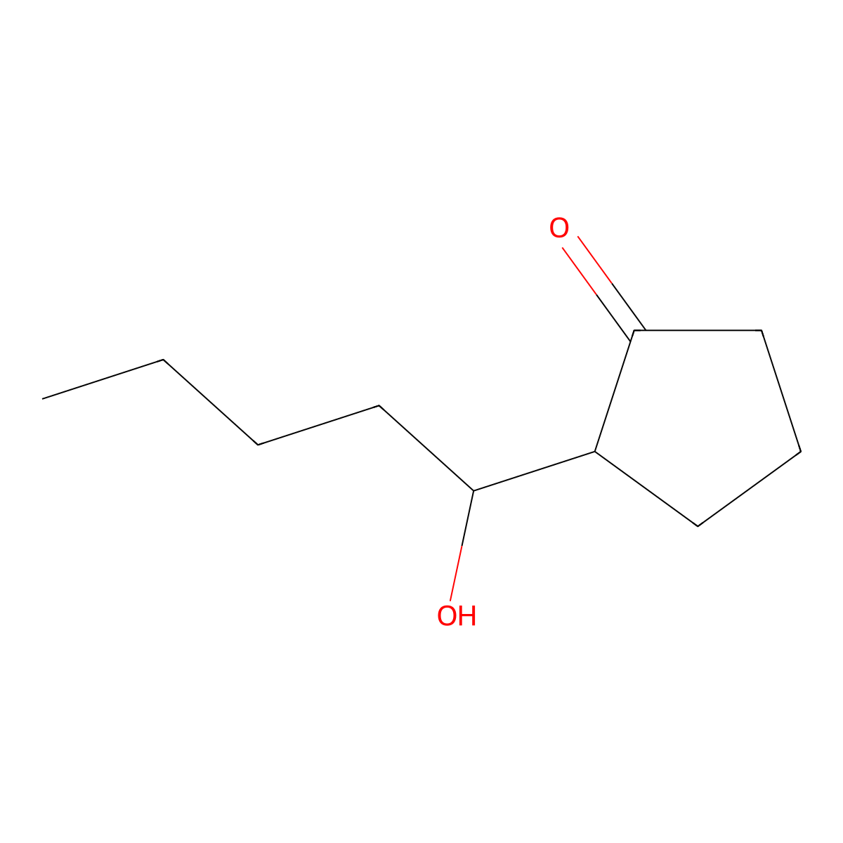 Cyclopentanone, 2-(1-hydroxypentyl)- molecular structure, CAS 42558-01-0
