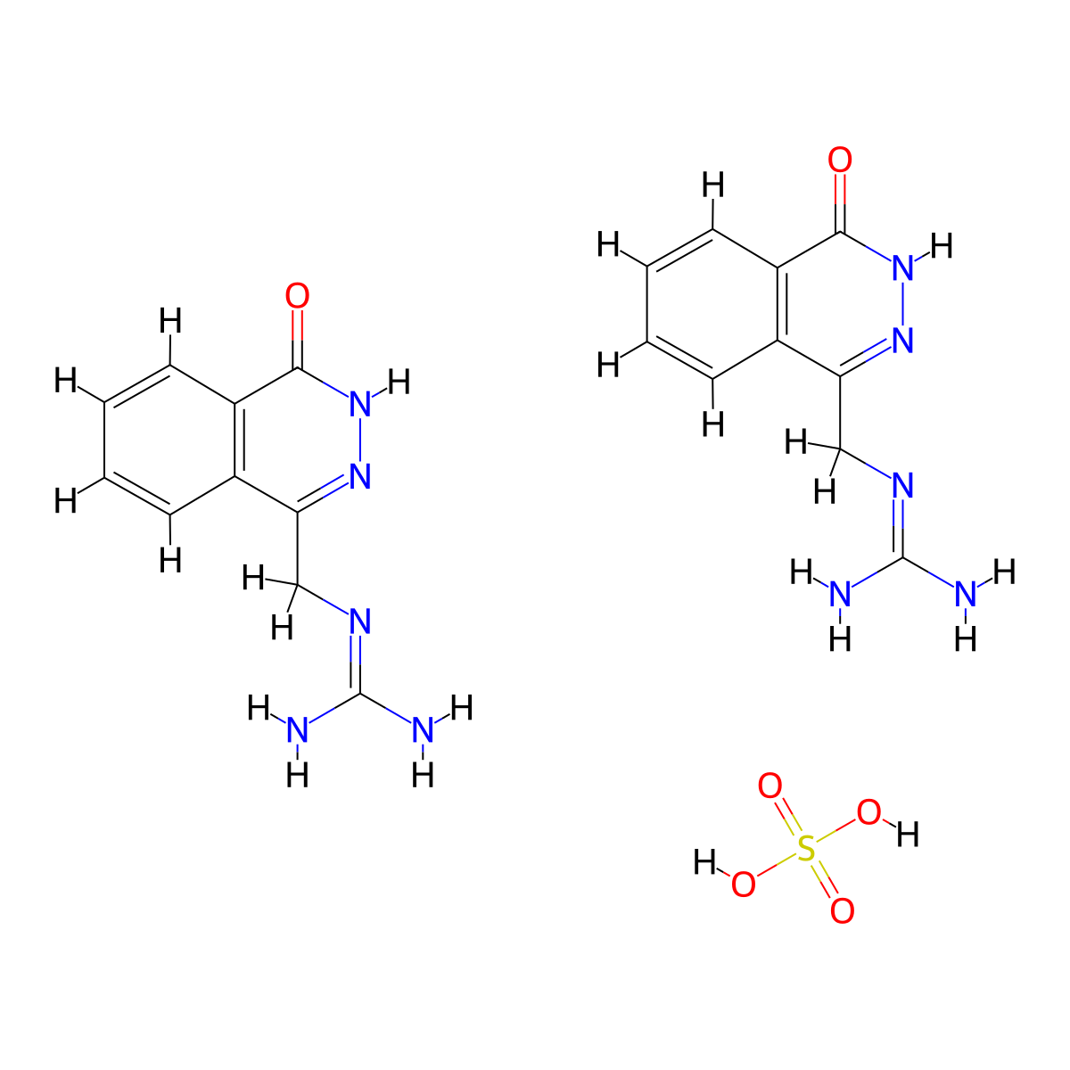 1(2H)-Phthalazinone, 4-(guanidinomethyl)-, hemisulfate molecular structure, CAS 42558-60-1