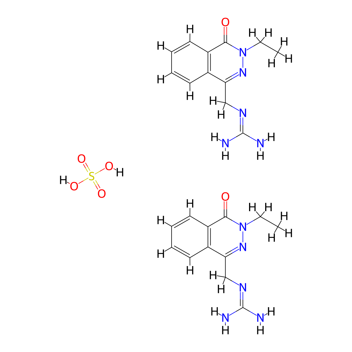 1(2H)-Phthalazinone, 2-ethyl-4-(guanidinomethyl)-, hemisulfate, sesquihydrate molecular structure, CAS 42558-62-3