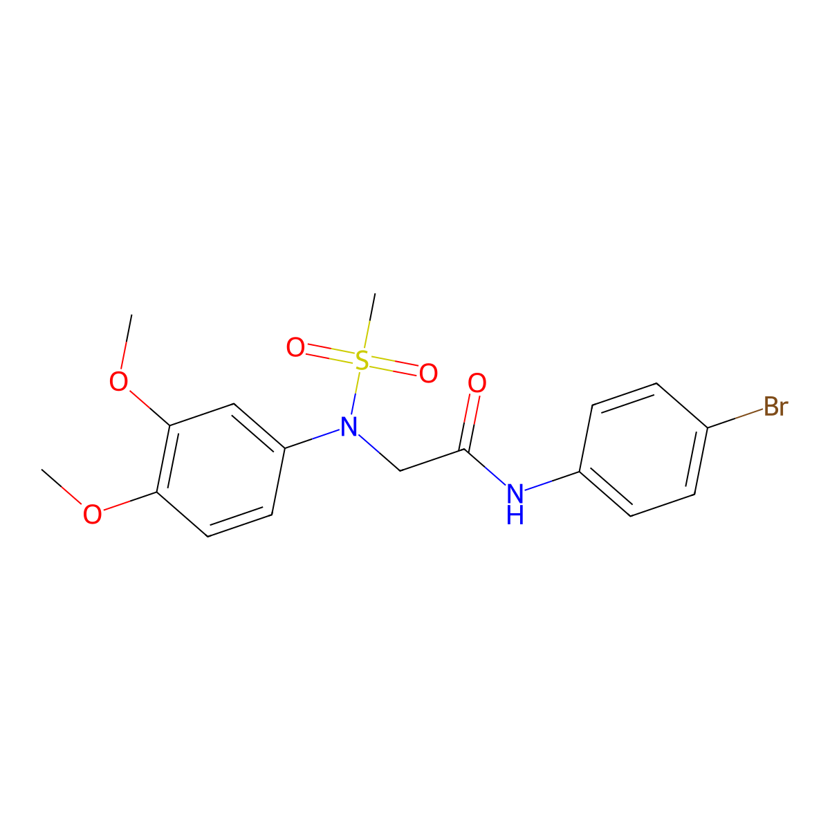 N-(4-bromophenyl)-2-(3,4-dimethoxy-N-methylsulfonylanilino)acetamide molecular structure, CAS 425605-56-7