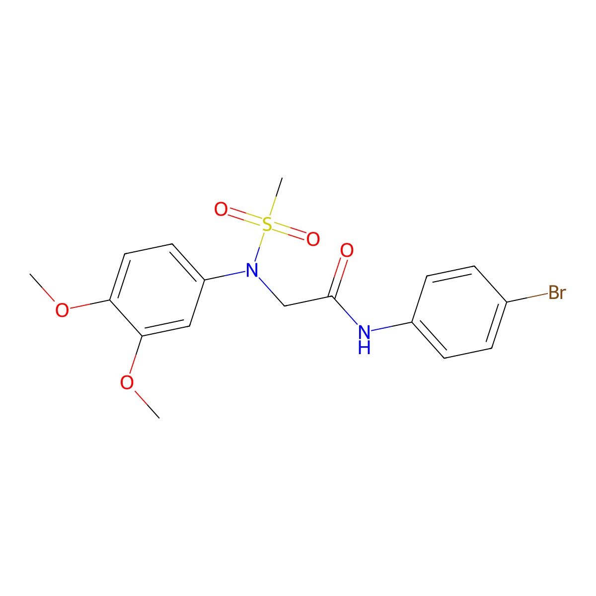 N-(4-bromophenyl)-2-(3,4-dimethoxy-N-methylsulfonylanilino)acetamide molecular structure, CAS 425605-56-7