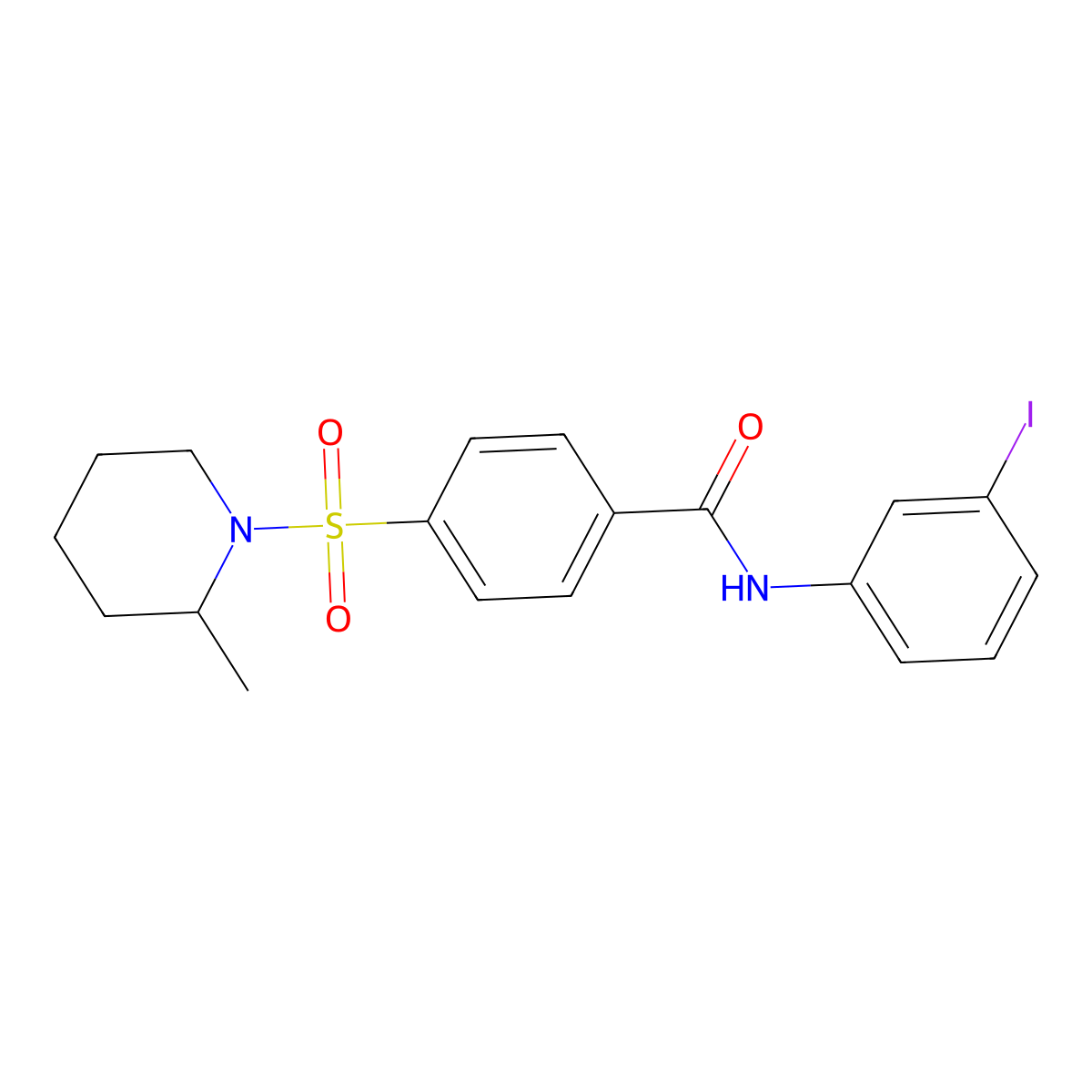 N-(3-iodophenyl)-4-(2-methylpiperidin-1-yl)sulfonylbenzamide molecular structure, CAS 425605-79-4