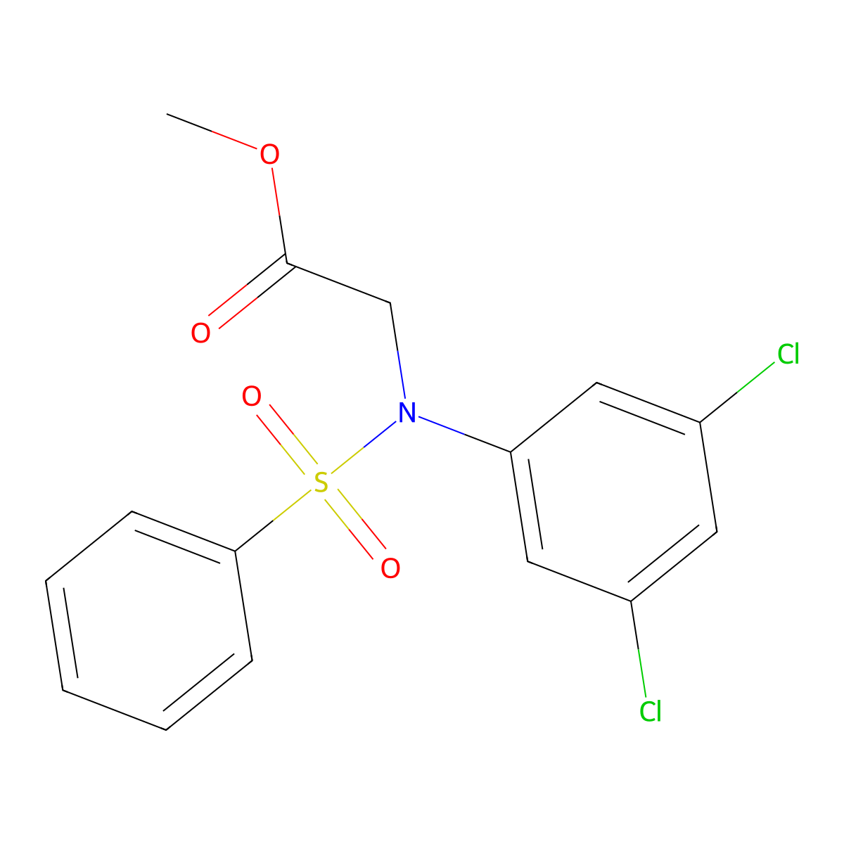 Methyl N-(3,5-dichlorophenyl)-N-(phenylsulfonyl)glycinate molecular structure, CAS 425605-85-2