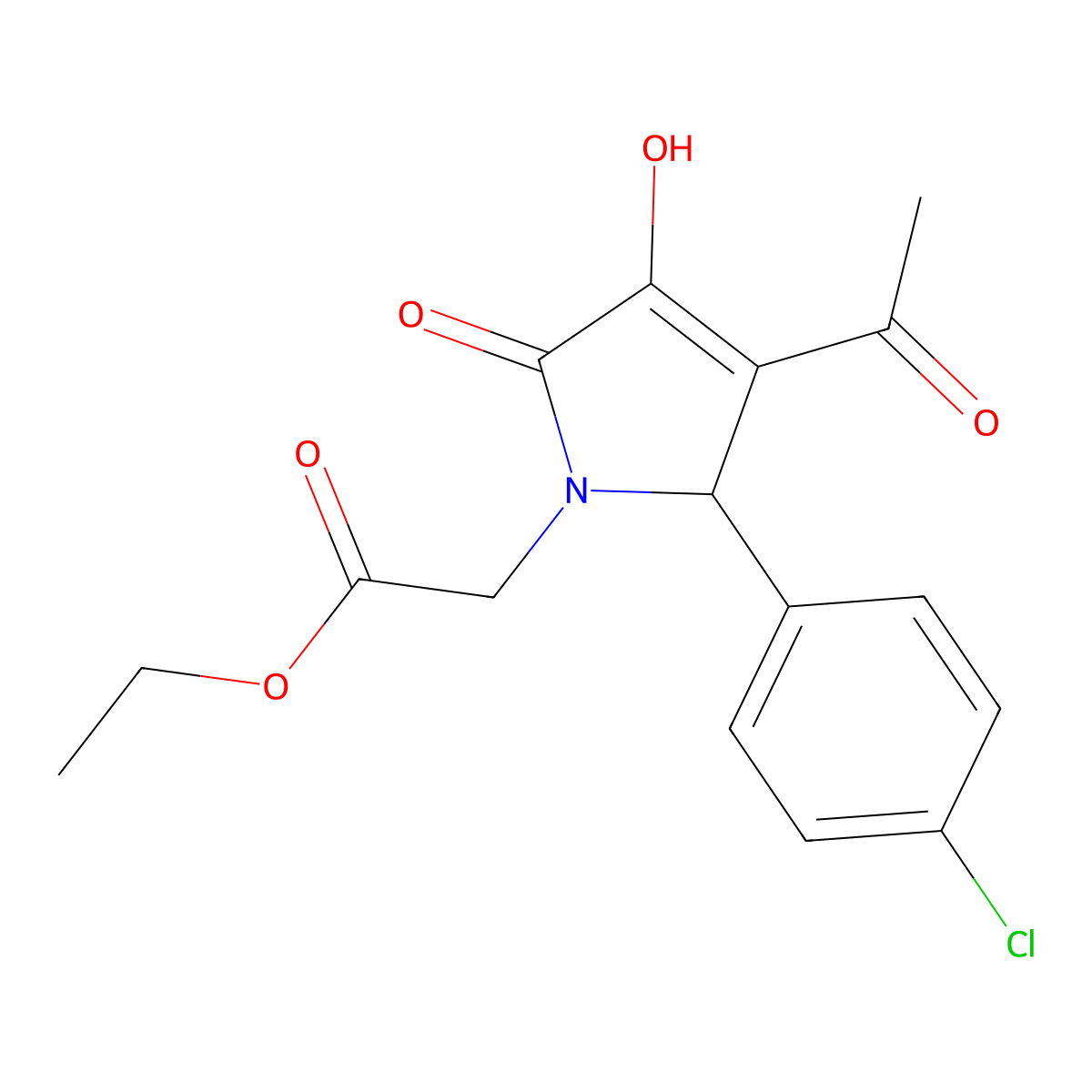 ethyl [3-acetyl-2-(4-chlorophenyl)-4-hydroxy-5-oxo-2,5-dihydro-1H-pyrrol-1-yl]acetate molecular structure, CAS 425606-07-1