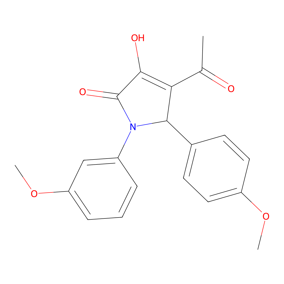 3-acetyl-4-hydroxy-1-(3-methoxyphenyl)-2-(4-methoxyphenyl)-2H-pyrrol-5-one molecular structure, CAS 425606-10-6