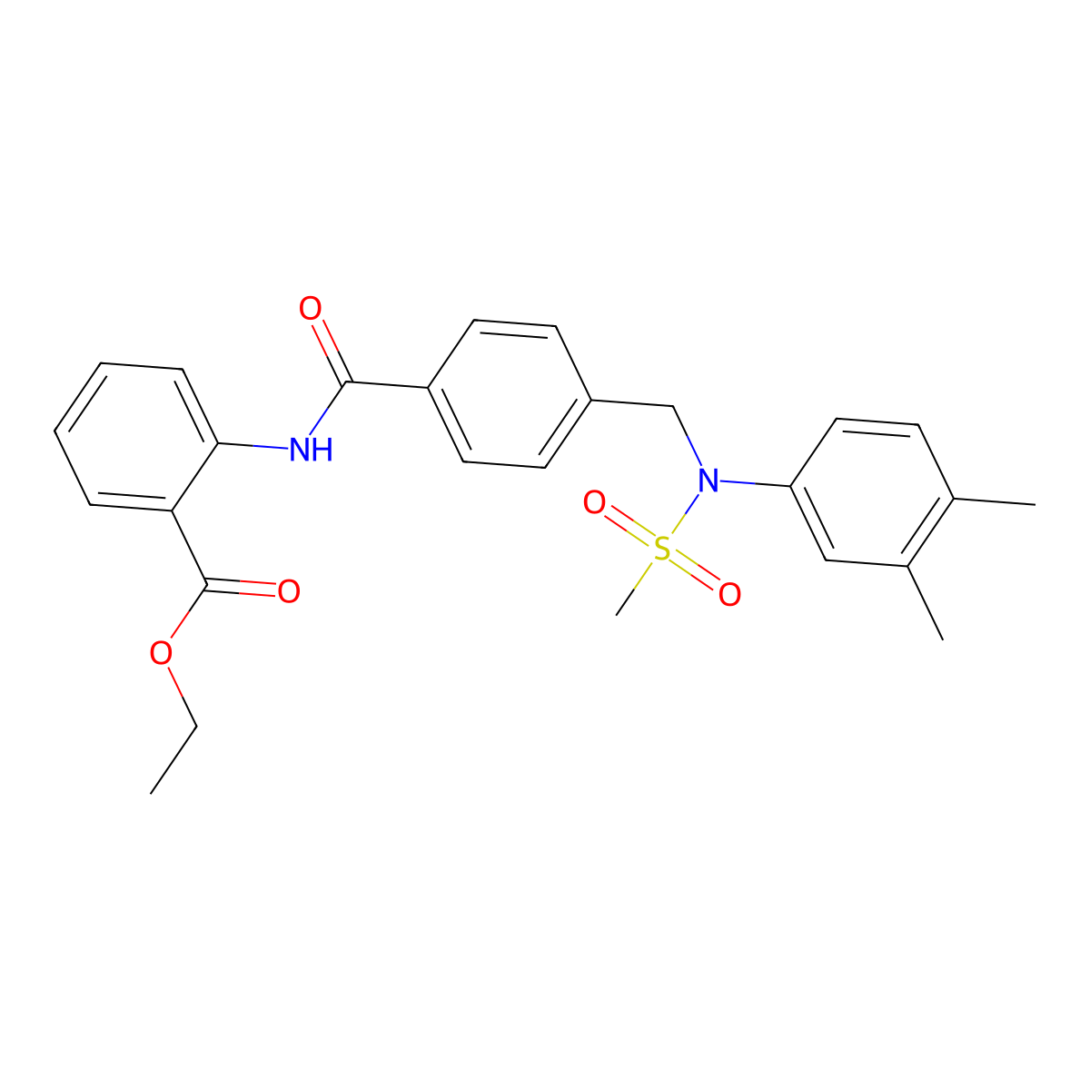 Ethyl 2-{[(4-{[(3,4-dimethylphenyl)(methylsulfonyl)amino]methyl}phenyl)carbonyl]amino}benzoate molecular structure, CAS 425606-18-4