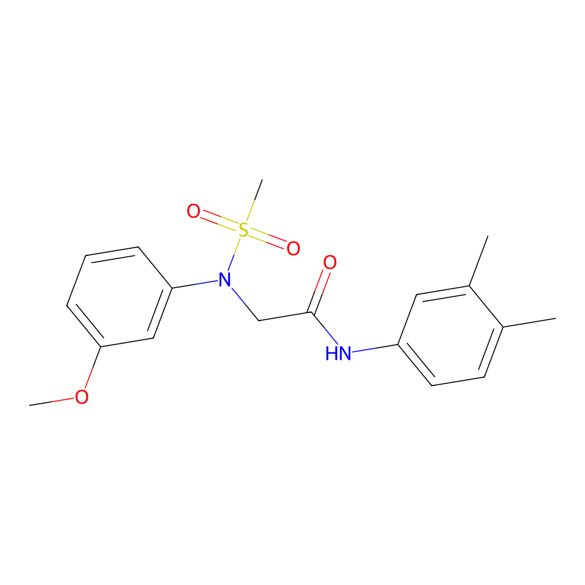 N-(3,4-dimethylphenyl)-2-(3-methoxy-N-methylsulfonylanilino)acetamide molecular structure, CAS 425606-43-5