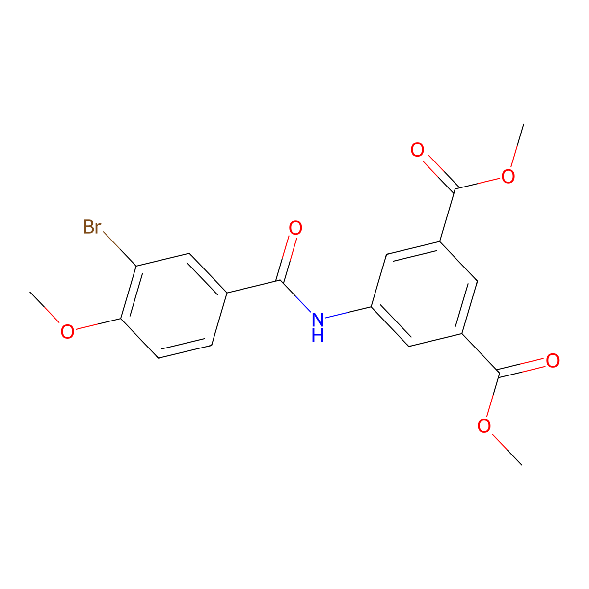 Dimethyl 5-{[(3-bromo-4-methoxyphenyl)carbonyl]amino}benzene-1,3-dicarboxylate molecular structure, CAS 425606-59-3