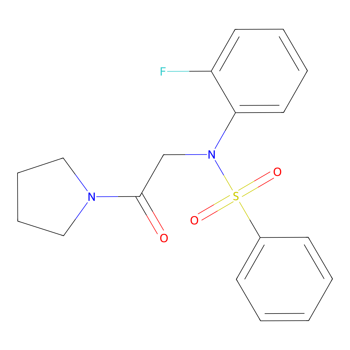 N-(2-fluorophenyl)-N-(2-oxo-2-pyrrolidin-1-ylethyl)benzenesulfonamide molecular structure, CAS 425606-60-6