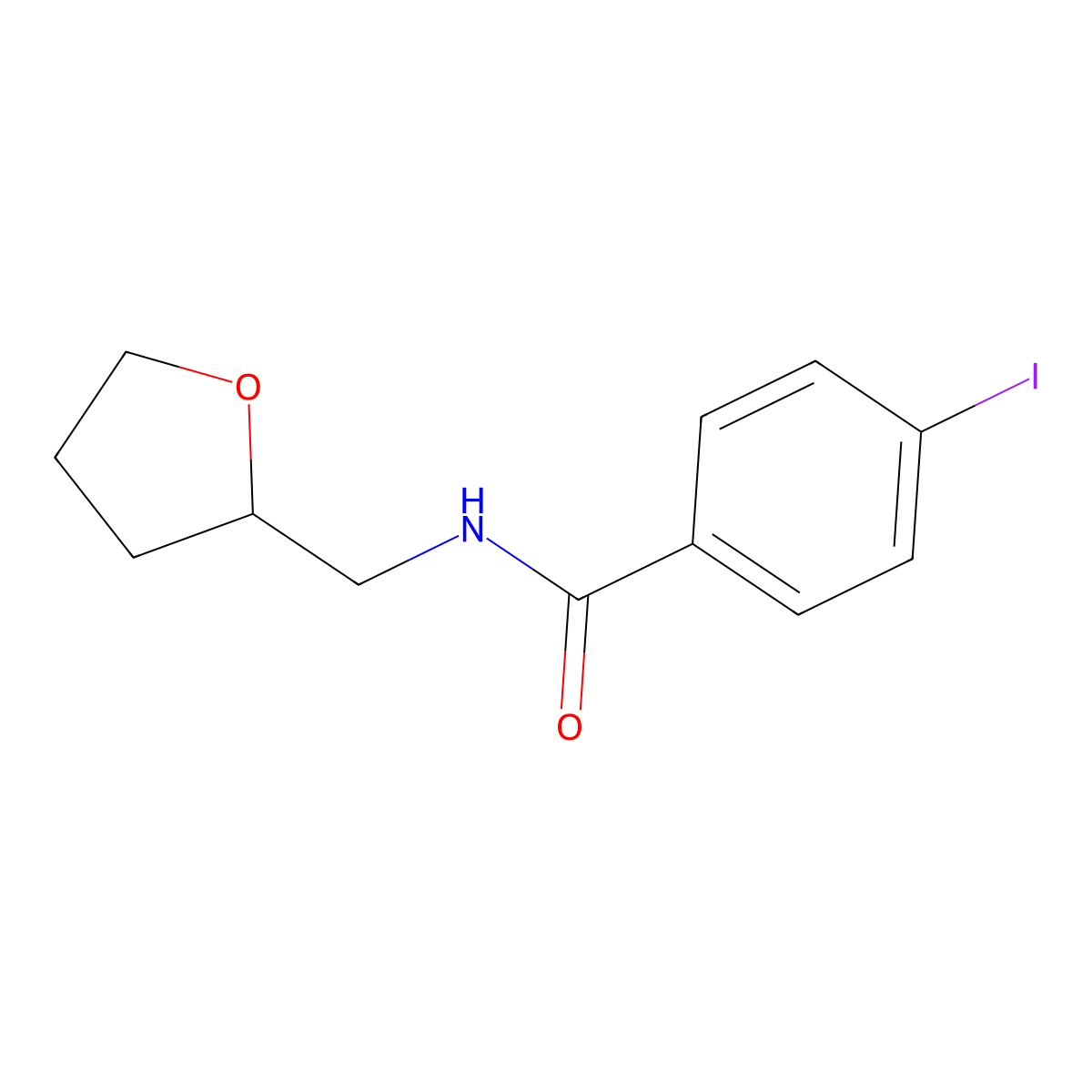 4-iodo-N-(oxolan-2-ylmethyl)benzamide molecular structure, CAS 425606-62-8