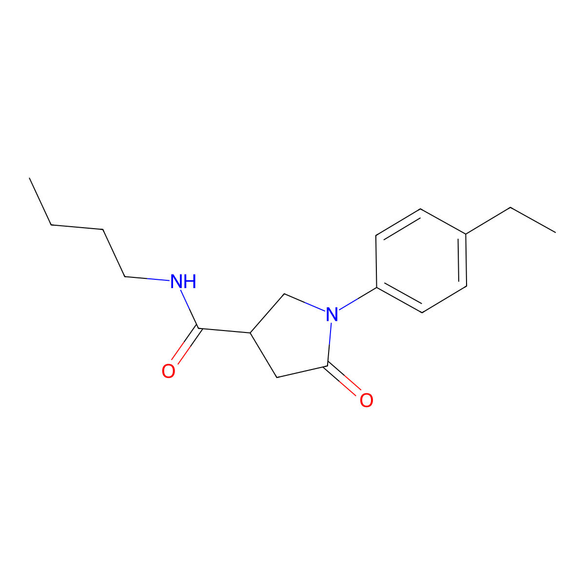 N-butyl-1-(4-ethylphenyl)-5-oxopyrrolidine-3-carboxamide molecular structure, CAS 425606-85-5