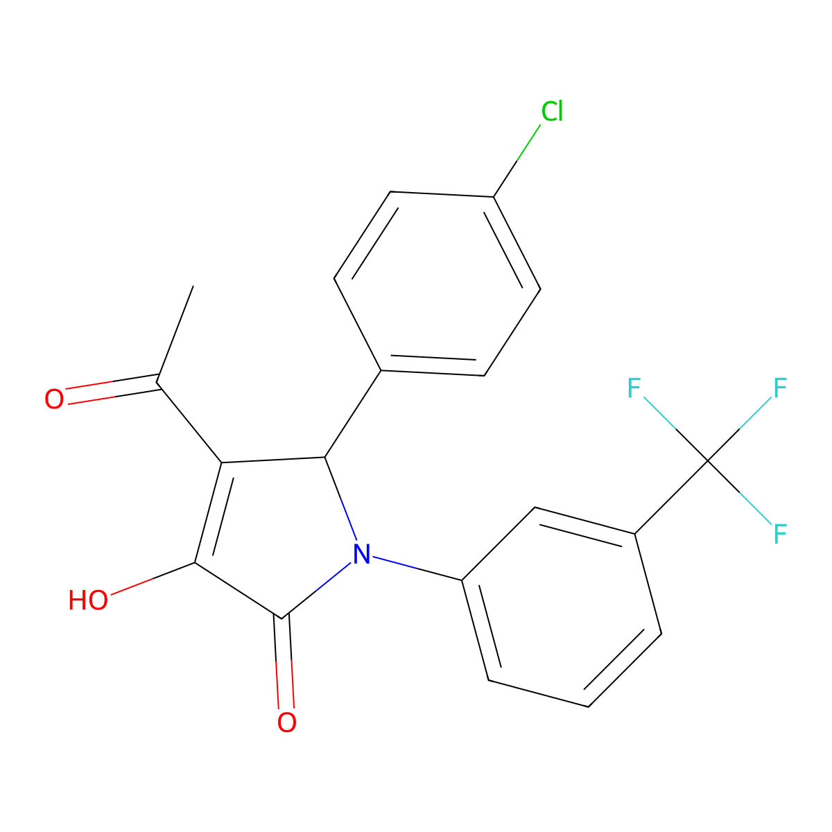 3-acetyl-2-(4-chlorophenyl)-4-hydroxy-1-[3-(trifluoromethyl)phenyl]-2H-pyrrol-5-one molecular structure, CAS 425607-07-4