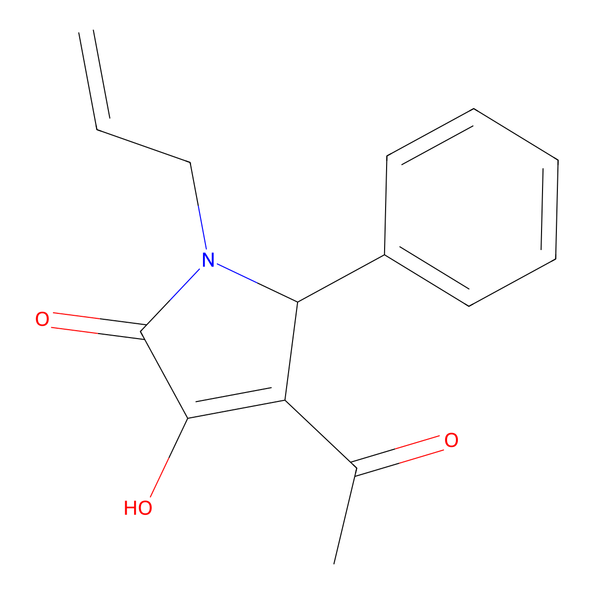 3-acetyl-4-hydroxy-2-phenyl-1-prop-2-enyl-2H-pyrrol-5-one molecular structure, CAS 425607-33-6