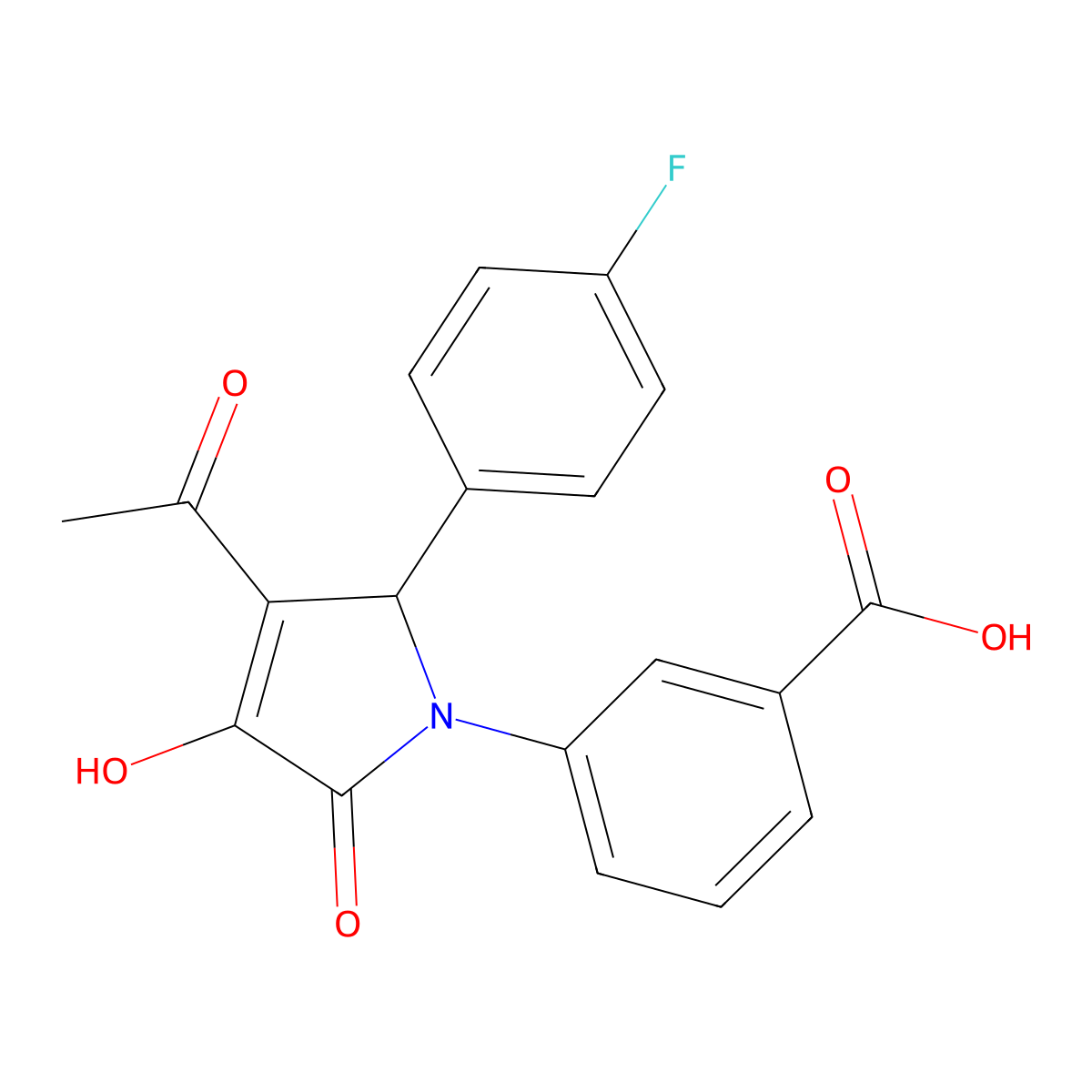 3-[3-acetyl-2-(4-fluorophenyl)-4-hydroxy-5-oxo-2H-pyrrol-1-yl]benzoic acid molecular structure, CAS 425607-34-7