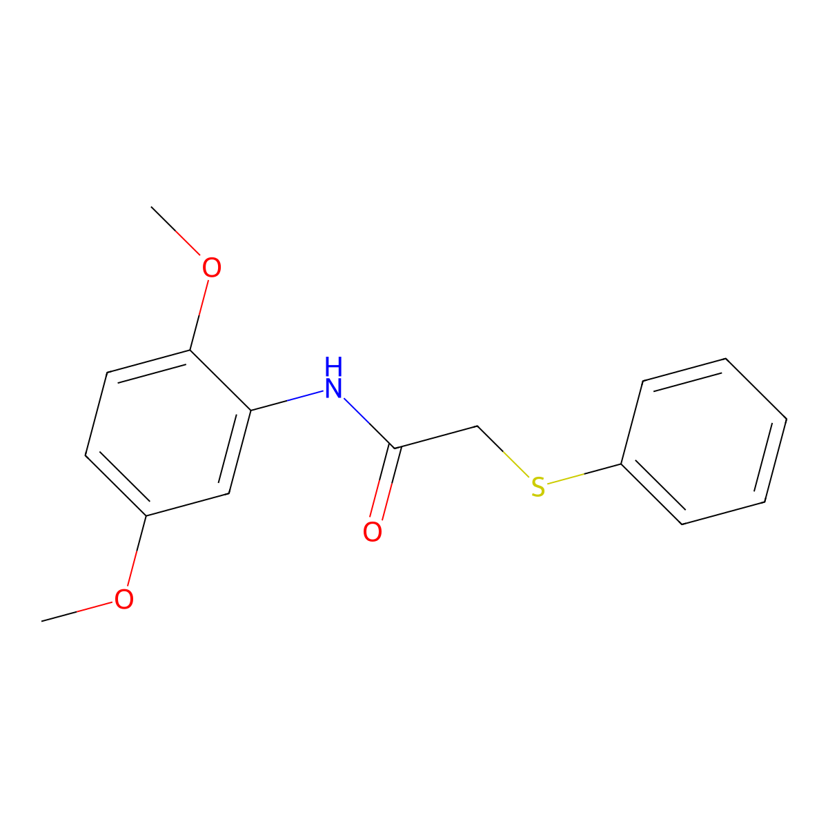 Acetamide, N-(2,5-dimethoxyphenyl)-2-phenylthio- molecular structure, CAS 425607-39-2