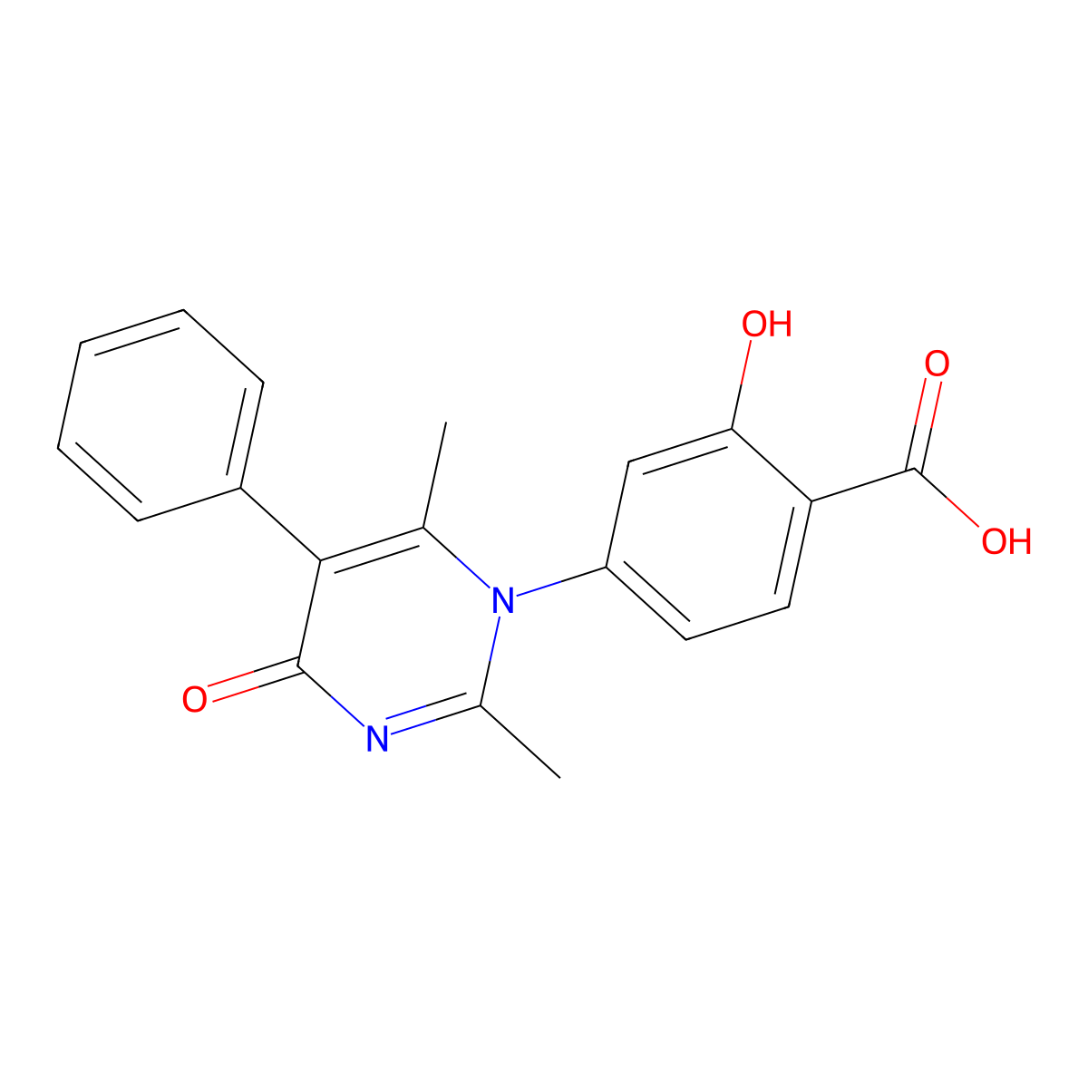 4-(2,6-Dimethyl-4-oxo-5-phenylpyrimidin-1-yl)-2-hydroxybenzoic acid molecular structure, CAS 425607-55-2