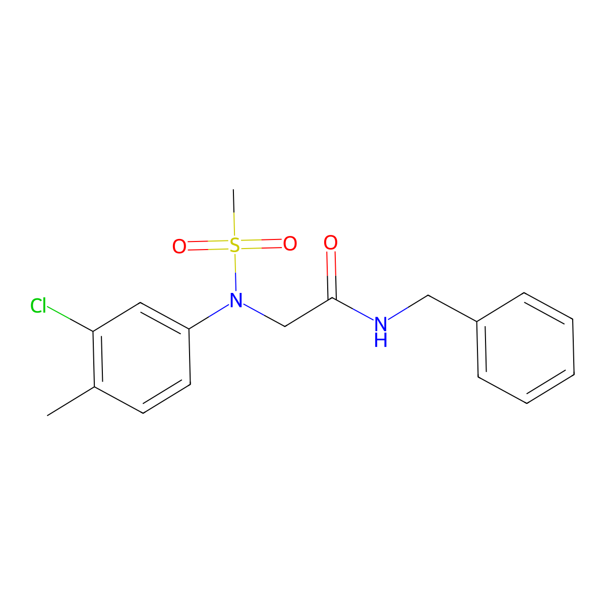 N-benzyl-2-(3-chloro-4-methyl-N-methylsulfonylanilino)acetamide molecular structure, CAS 425607-60-9