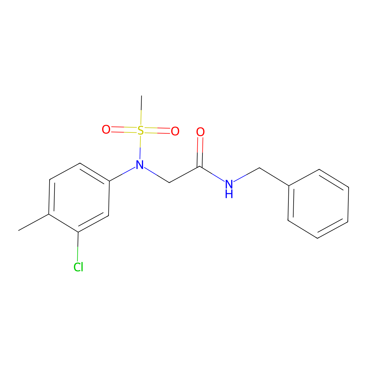 N-benzyl-2-(3-chloro-4-methyl-N-methylsulfonylanilino)acetamide molecular structure, CAS 425607-60-9
