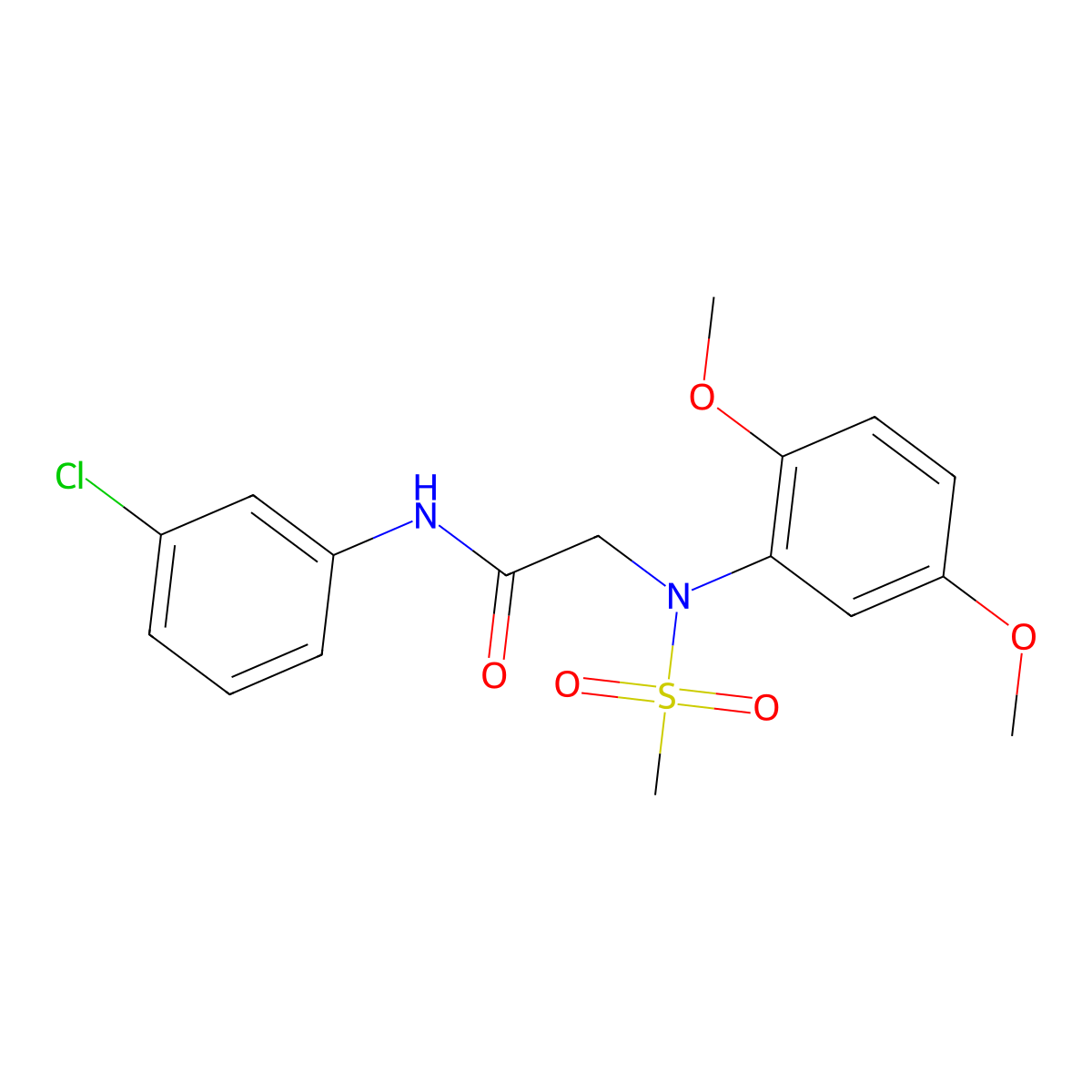 N-(3-chlorophenyl)-2-(2,5-dimethoxy-N-methylsulfonylanilino)acetamide molecular structure, CAS 425607-68-7