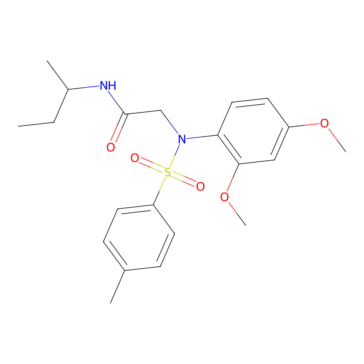 N-butan-2-yl-2-(2,4-dimethoxy-N-(4-methylphenyl)sulfonylanilino)acetamide molecular structure, CAS 425607-90-5