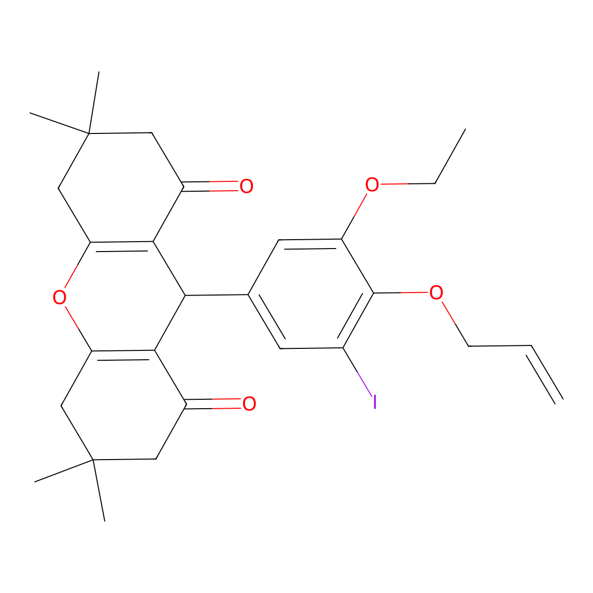 9-(3-ethoxy-5-iodo-4-prop-2-enoxyphenyl)-3,3,6,6-tetramethyl-4,5,7,9-tetrahydro-2H-xanthene-1,8-dione molecular structure, CAS 425607-96-1