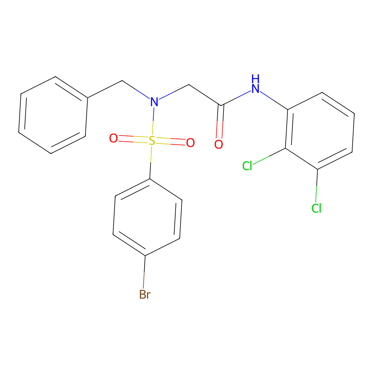 2-[benzyl-(4-bromophenyl)sulfonylamino]-N-(2,3-dichlorophenyl)acetamide molecular structure, CAS 425608-00-0