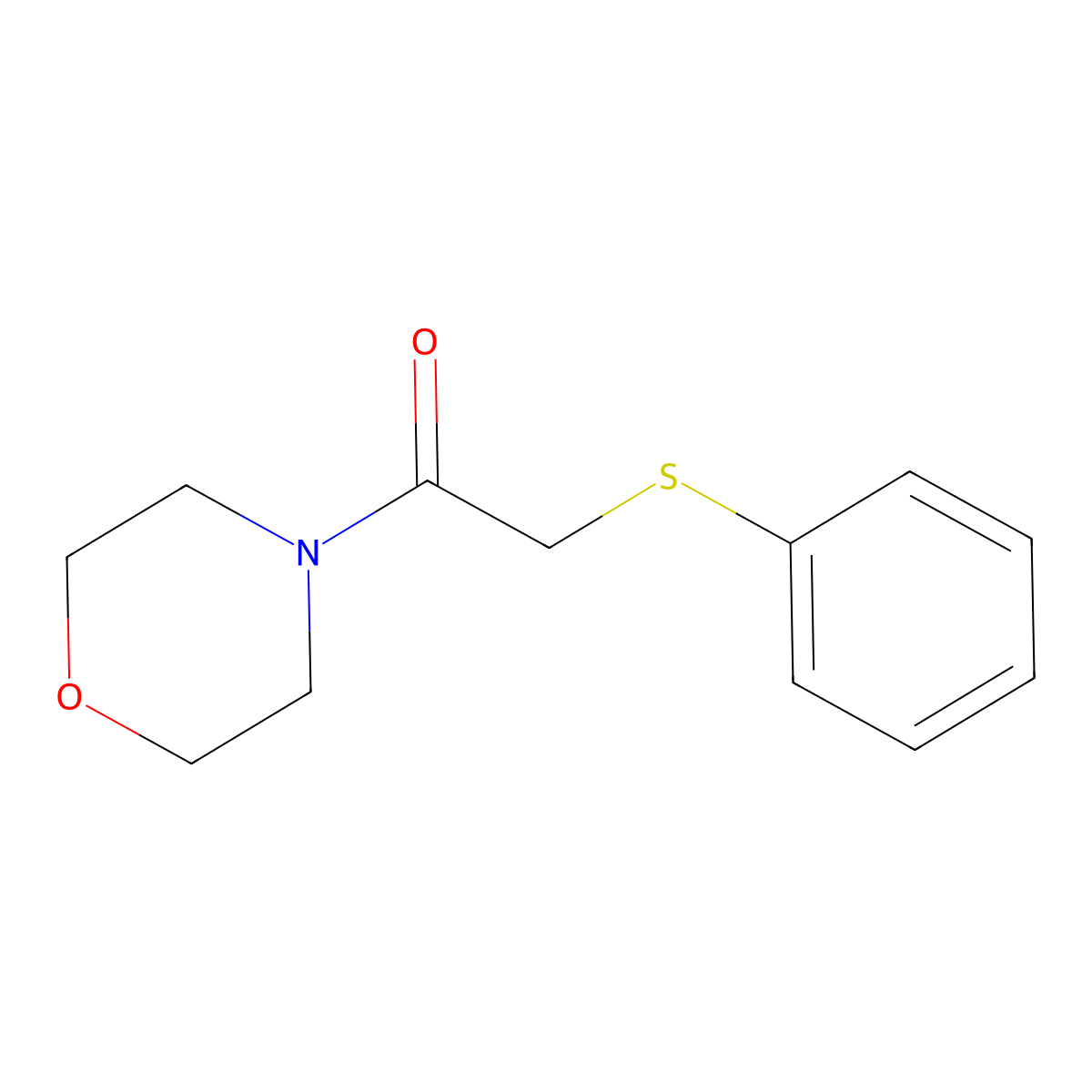 Phenylthioacetic acid, morpholide molecular structure, CAS 425608-06-6