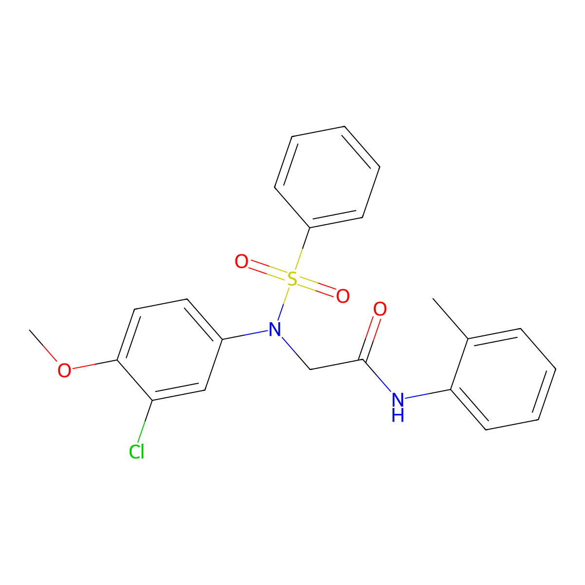 2-[N-(benzenesulfonyl)-3-chloro-4-methoxyanilino]-N-(2-methylphenyl)acetamide molecular structure, CAS 425608-21-5