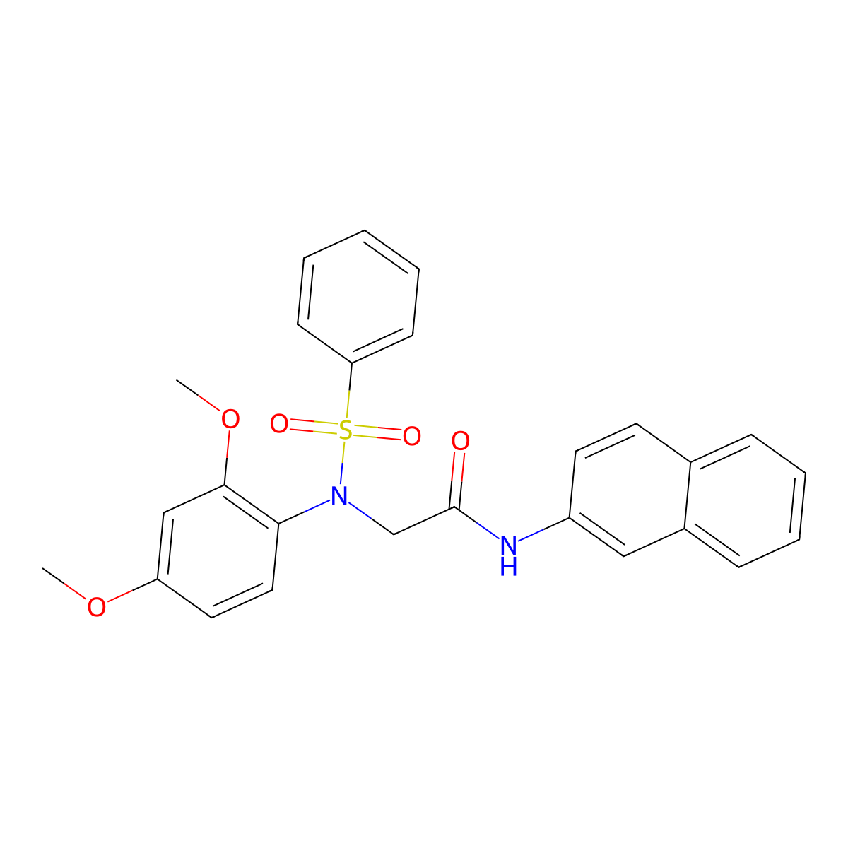 2-[N-(benzenesulfonyl)-2,4-dimethoxyanilino]-N-naphthalen-2-ylacetamide molecular structure, CAS 425608-51-1